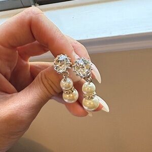 Elegant Pearl and Crystal Drop Earrings